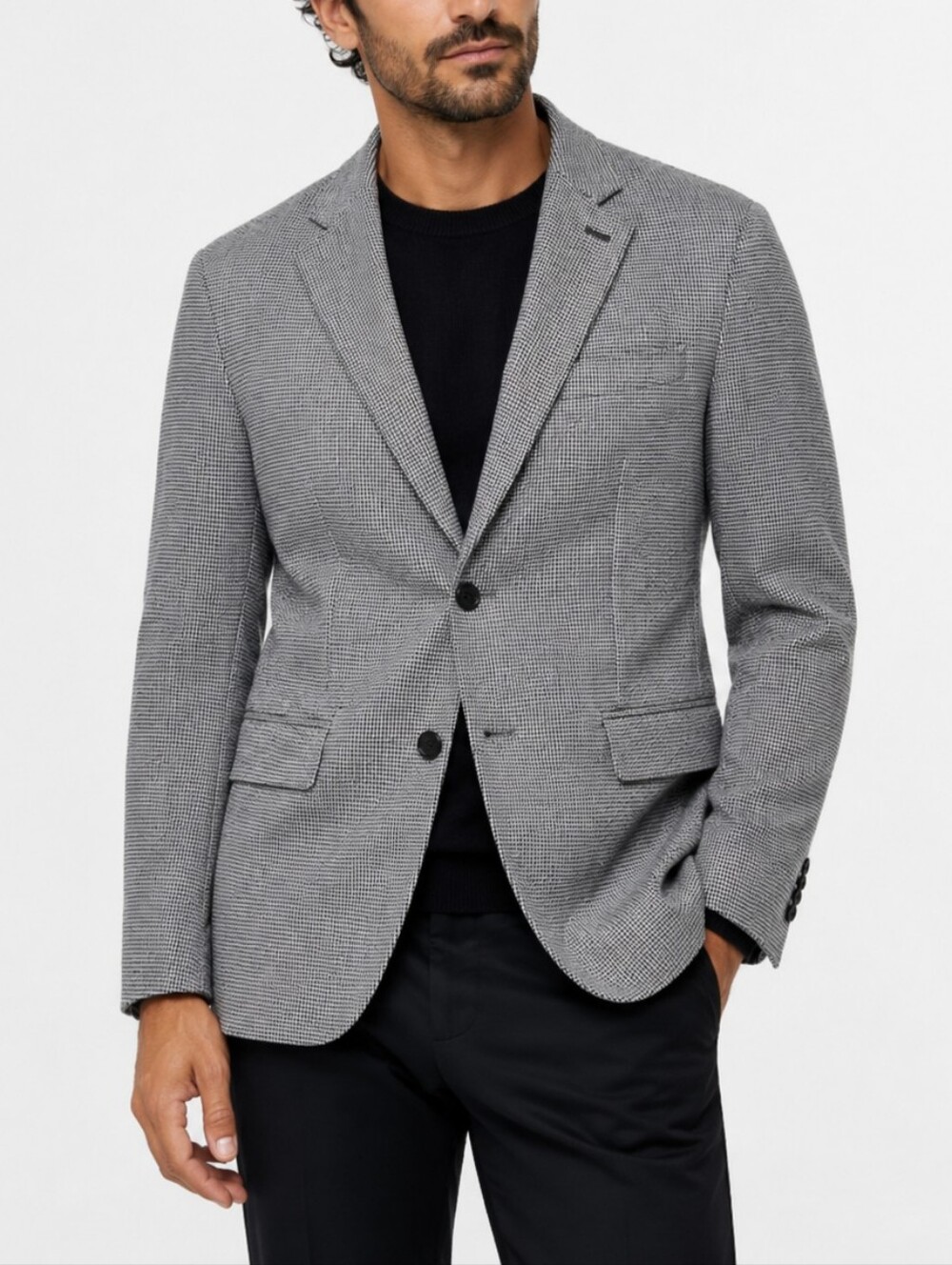 7 For All Mankind Houndstooth Wool Blend Blazer Sport Coat